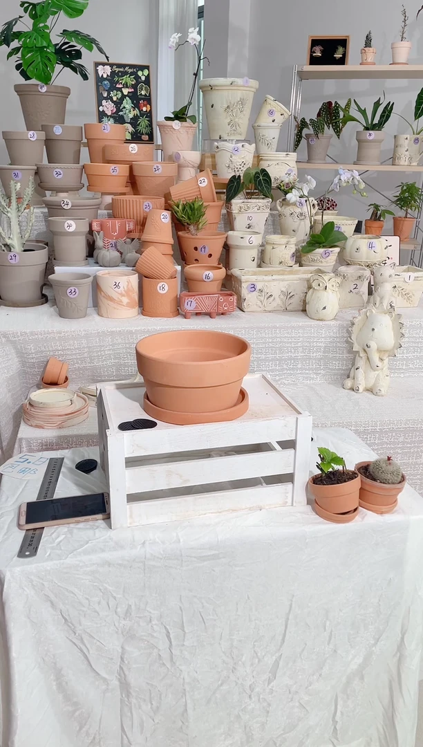 【闪购商品】陶1套带托 红陶矮宽盆 口径21*11