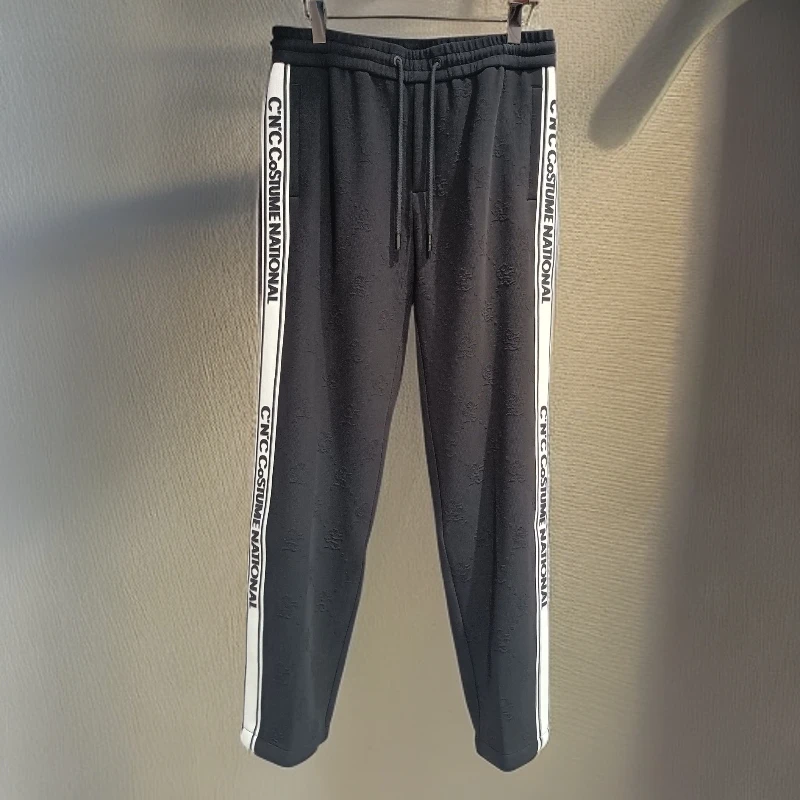 CNC 秋季新款 运动时尚男装弹力休闲黑色印花休闲长裤