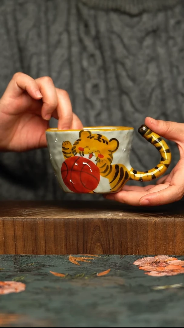 杯釉下彩手工手绘同款陶器