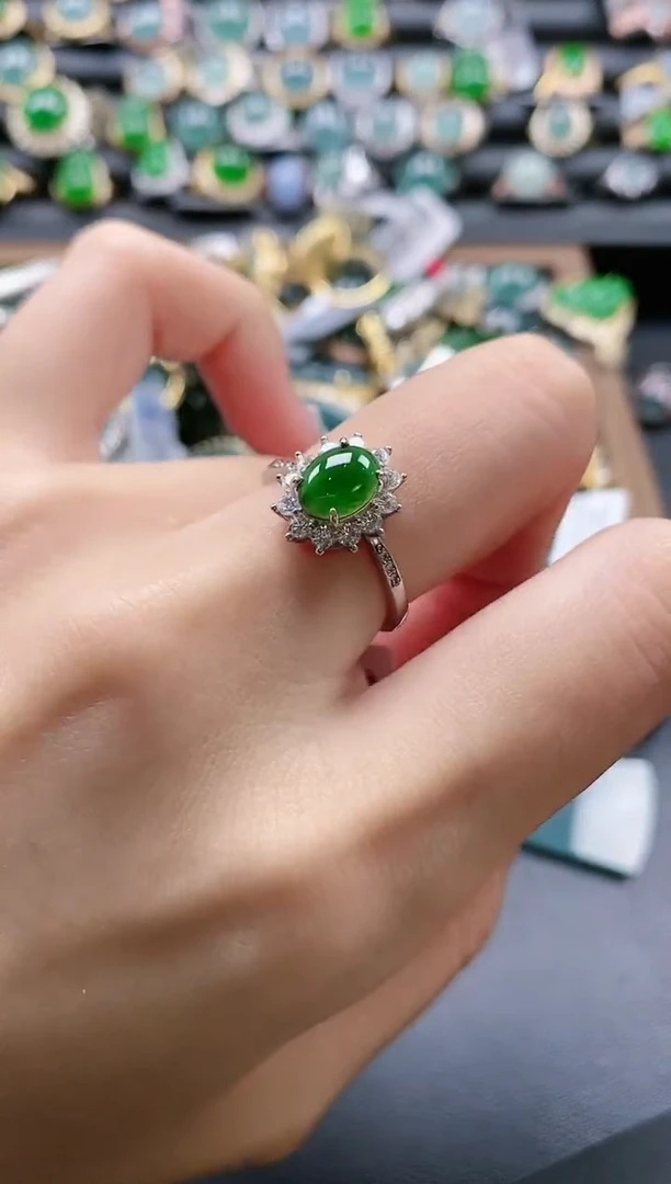 【闪购商品】翡翠戒指银S925镶嵌5151-2