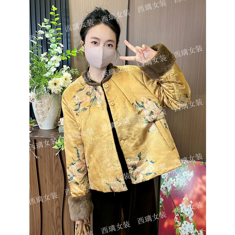 【棠锦】宽松棉服女士新中式中国风提花棉衣外套小棉袄冬季短款