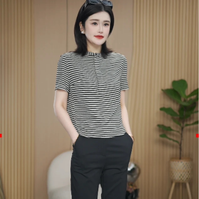 2025薄款百搭通勤风t恤夏季时尚夏装套装女士休闲潮牌女装
