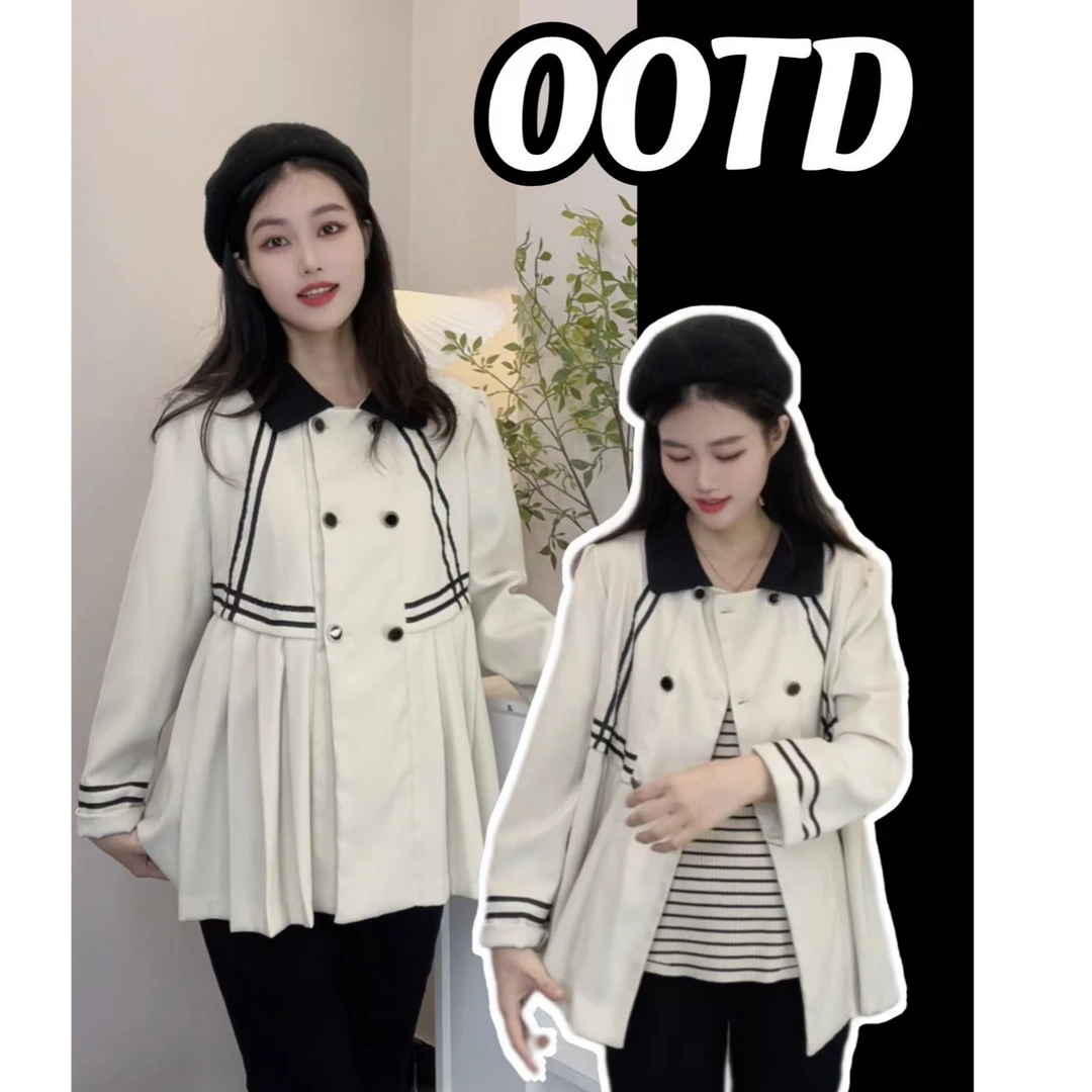 孕妇装2025新款春装衬衫小香风设计感时尚显瘦气质翻领撞色外套