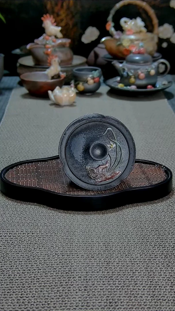 颜老师兰花柴烧盖碗