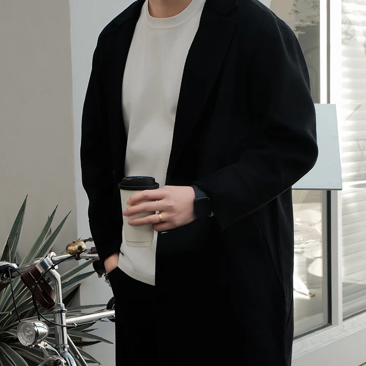 【大衣外套】冬季韩版男神必备商务休闲帅气中长款毛呢外套男款