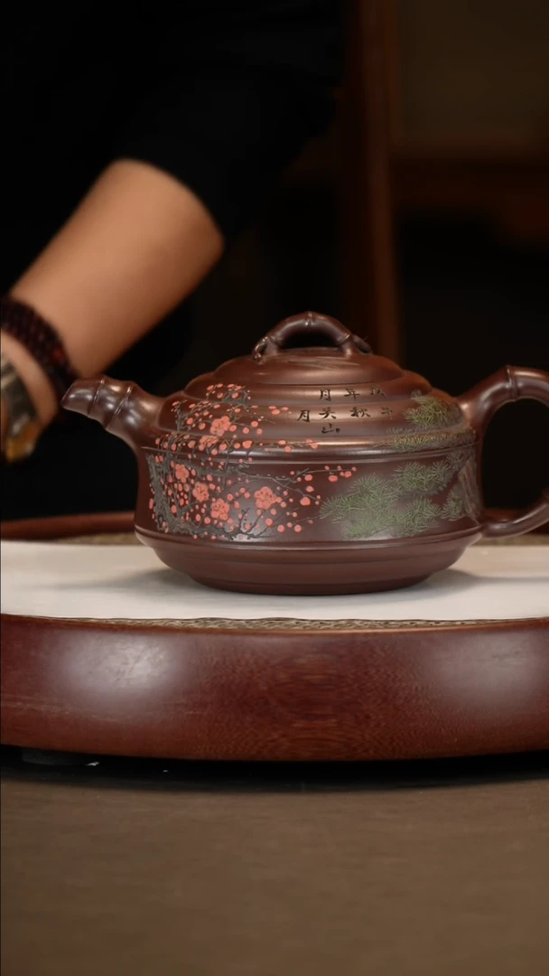 【闪购商品】紫砂茶壶【吴顺华】紫泥双线竹鼓