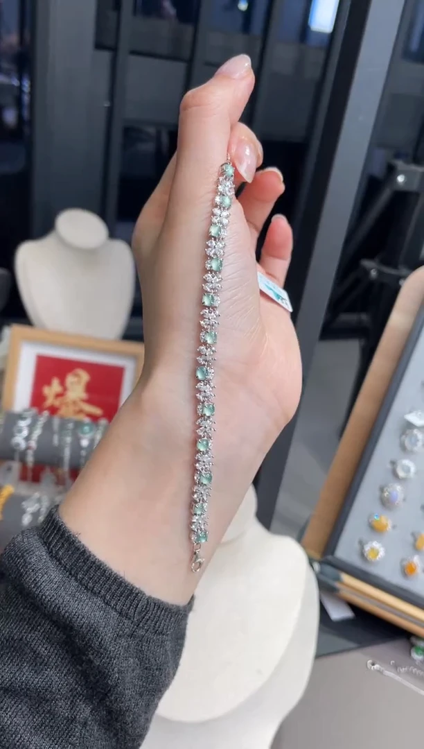 银S925镶嵌手链翡翠1