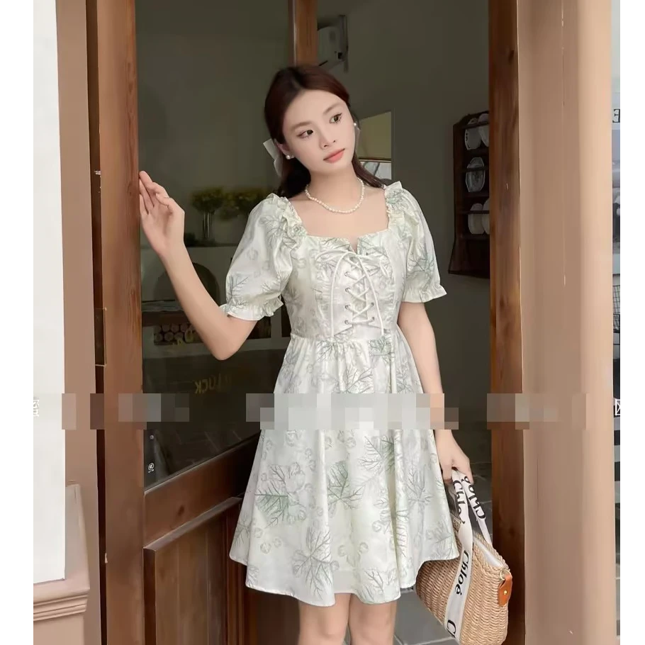 ML4231188花色裙子法式春日碎花裙连衣裙蕾丝拼接夏季女装