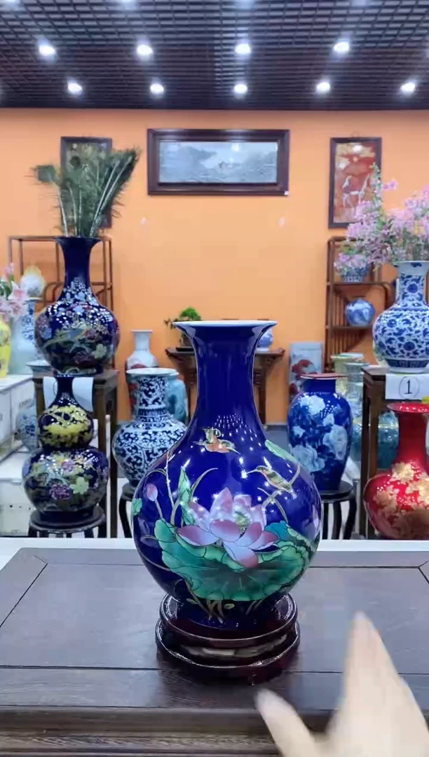 瓶景泰蓝家和万事兴小赏瓶+旋转底座