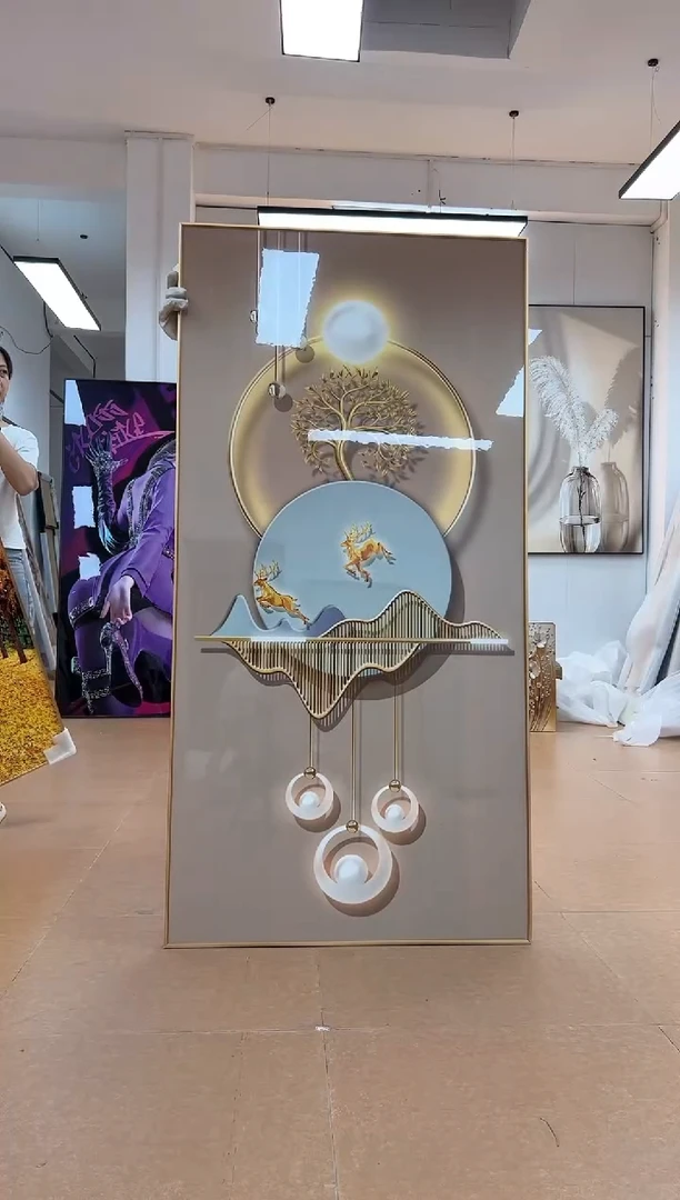 竖款80*160平面麋鹿轻奢挂画