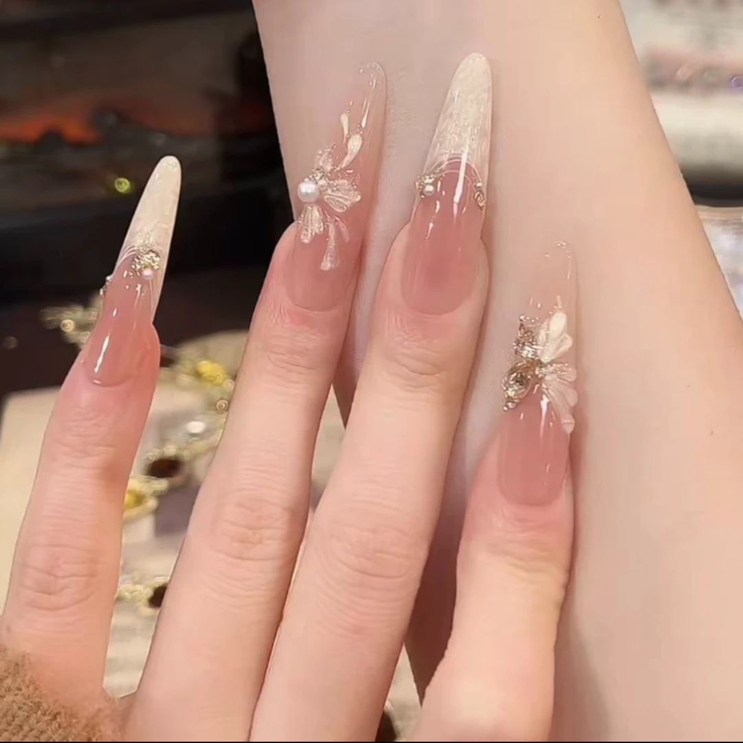 【蝶汐】新款夏季穿戴甲甲片超绝蝴蝶带钻美甲贴长款显白百搭美甲