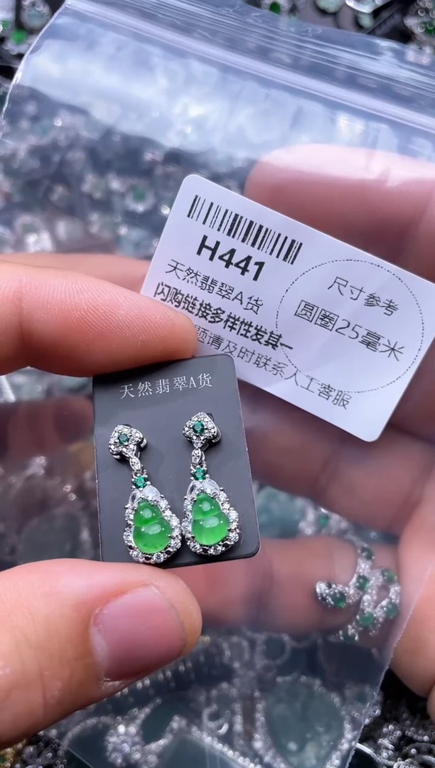 【闪购商品】翡翠颈饰未镶嵌H441耳钉