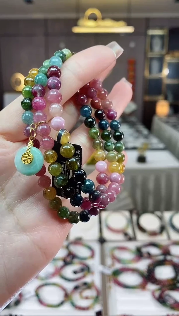 【闪购商品】碧玺三圈手串6mm+未镶嵌一物一证dan