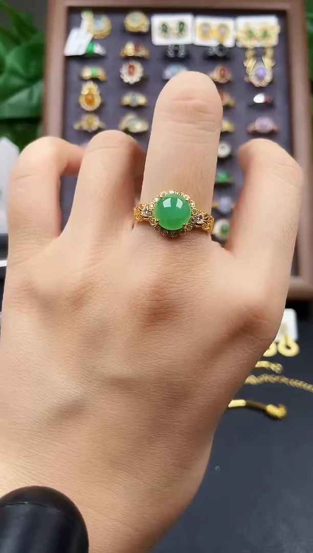 银S925镶嵌戒指翡翠12