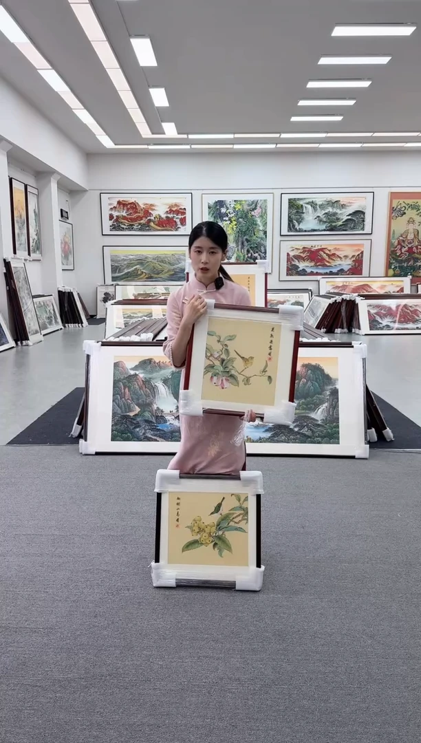国画手绘 斗方一对