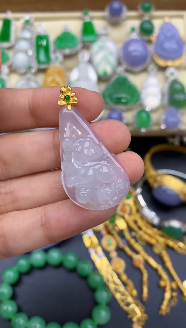 颈饰18K金镶嵌翡翠138-中国好珍宝