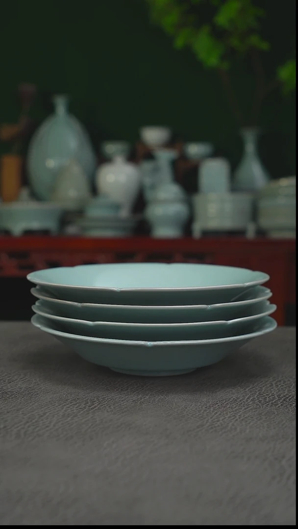 纯手工花口折沿盘二级品大瑕福利简包~帆