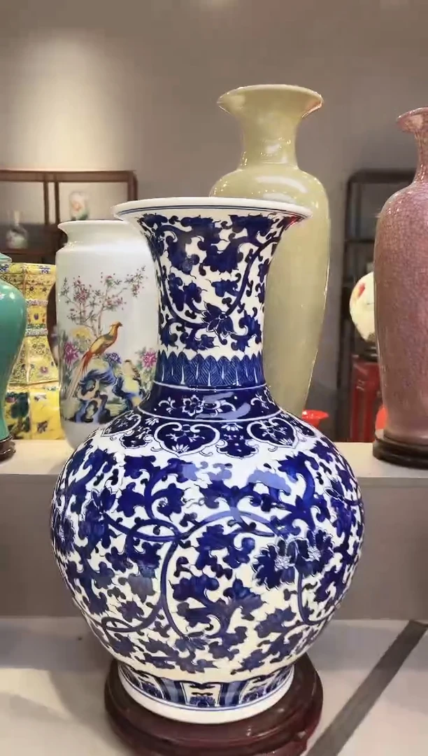 摆件(****亮景德镇陶瓷花瓶高度58cm(一对)