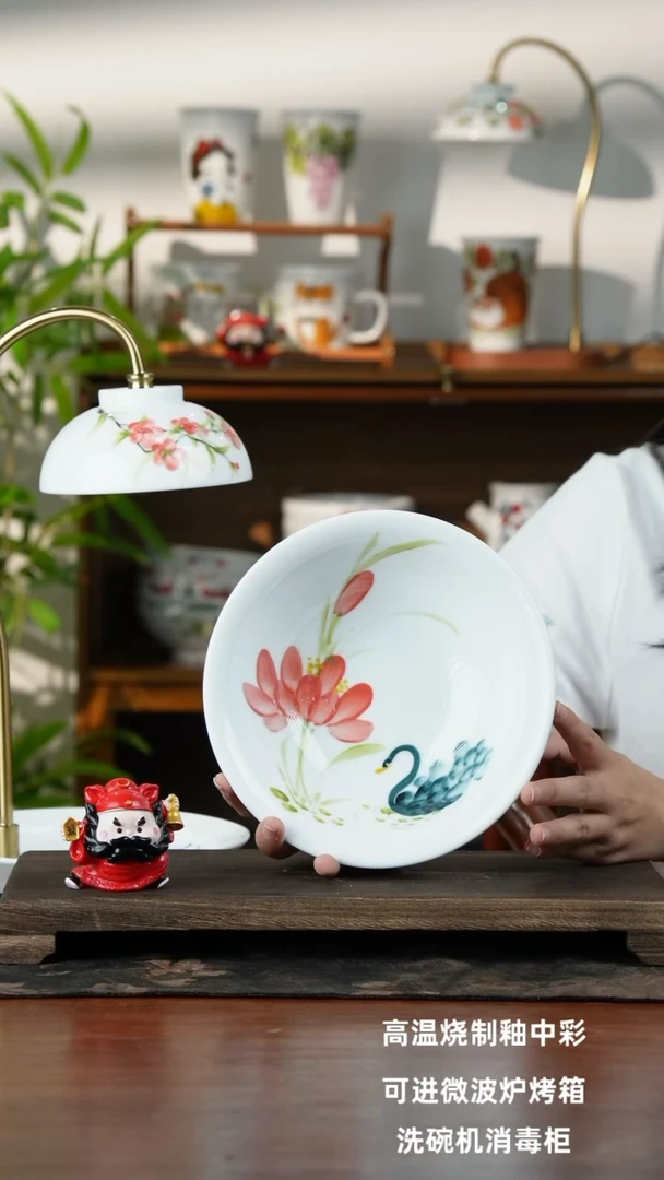 瓷片景德镇手绘釉中彩（食品级）汤碗