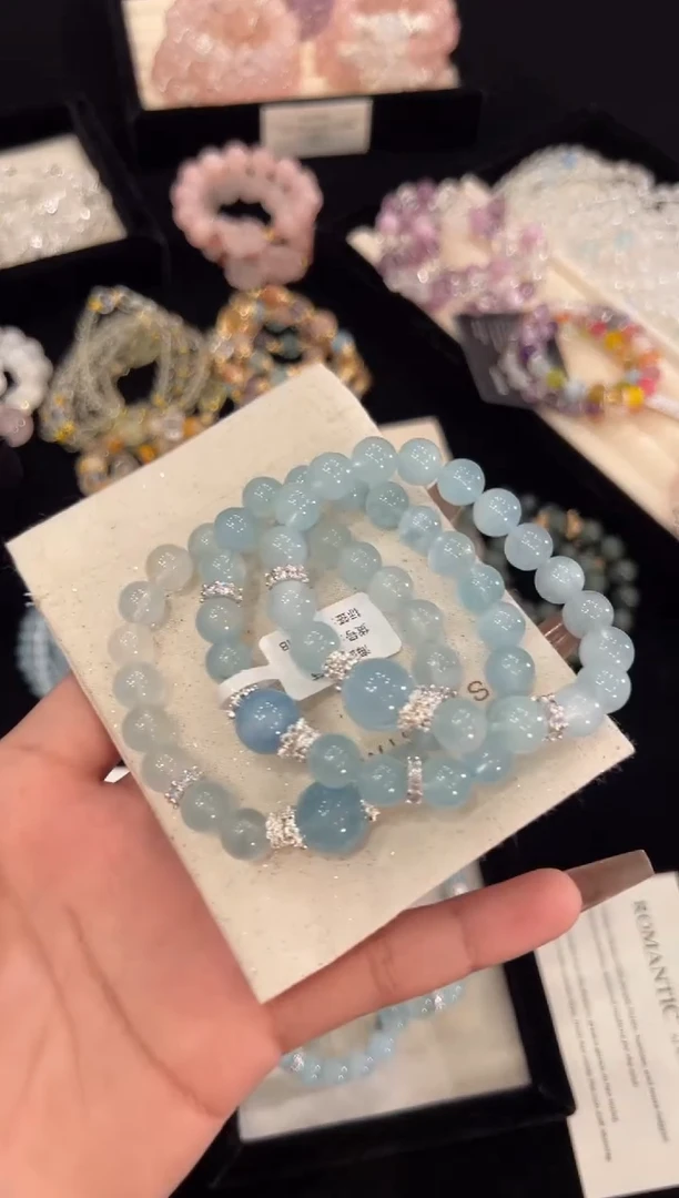 【闪购商品】水晶手链合金海蓝宝手链x1176