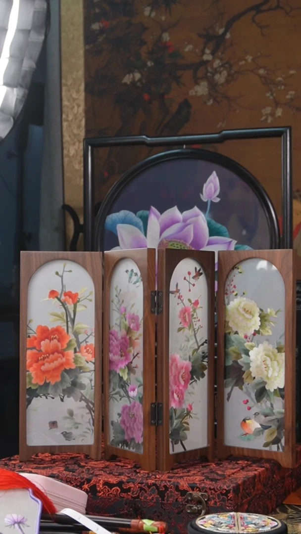 刺绣摆件摆台双面绣花