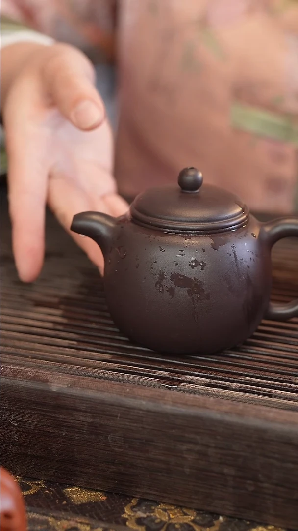 茶壶紫砂匏尊 230cc 蓝莲花