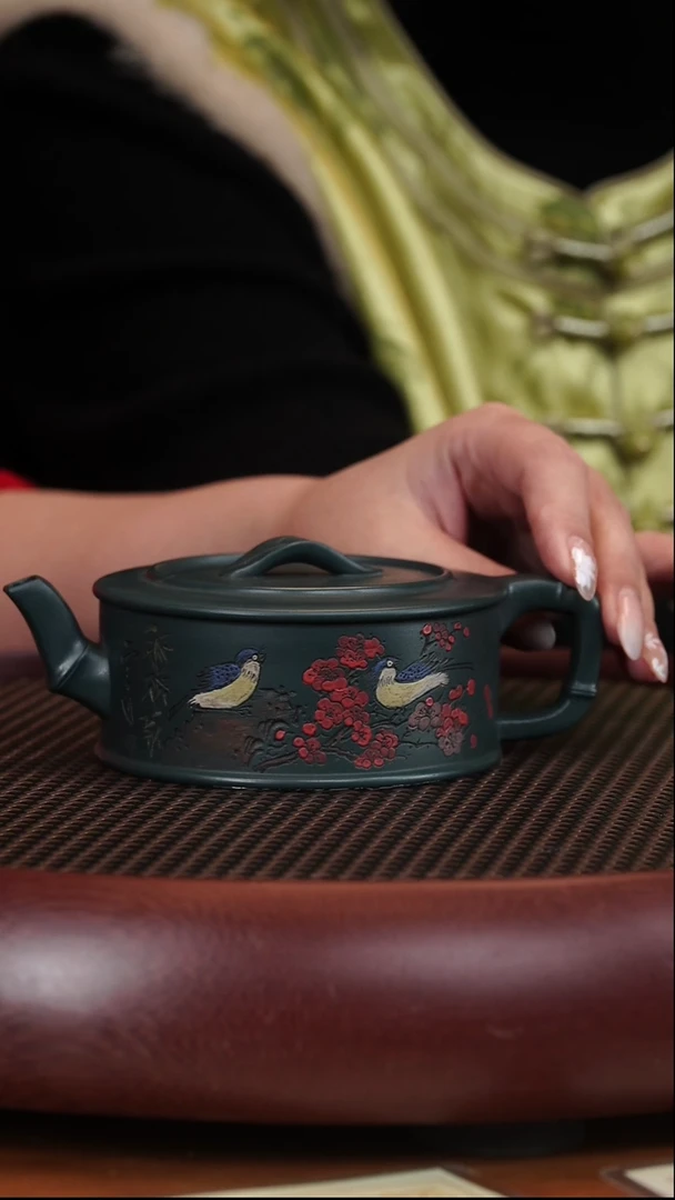 【闪购商品】紫砂茶壶1-87顾洪军景舟绿泥秀竹210CC