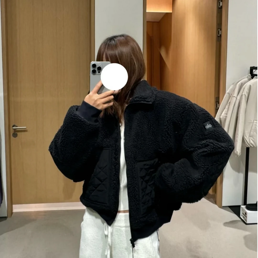 秋冬羊羔毛连帽短外套加厚保暖运动休闲立领拉链夹克上衣