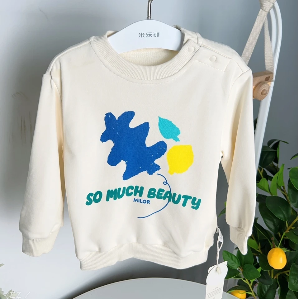 1233米乐熊 男女宝套头T恤儿童长袖卫衣 圆领卡通春秋