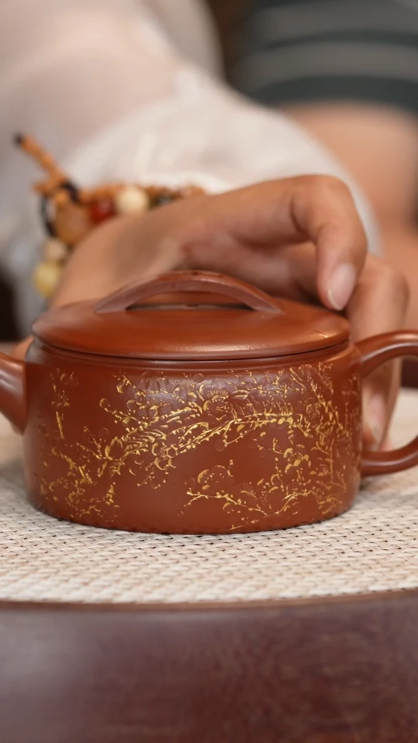 茶壶紫砂【时顺华】胭脂红汉瓦260c