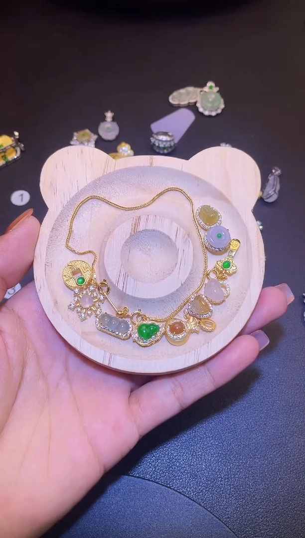 吊坠(不含链)银S925镶嵌翡翠亭**亭1