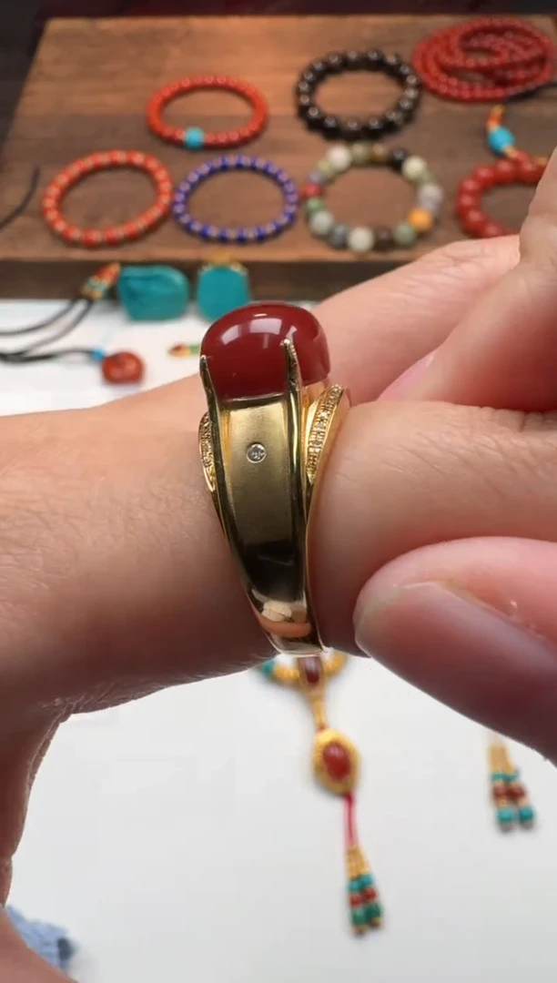 18K金镶嵌配饰配饰南红玛瑙沐*~配饰配饰