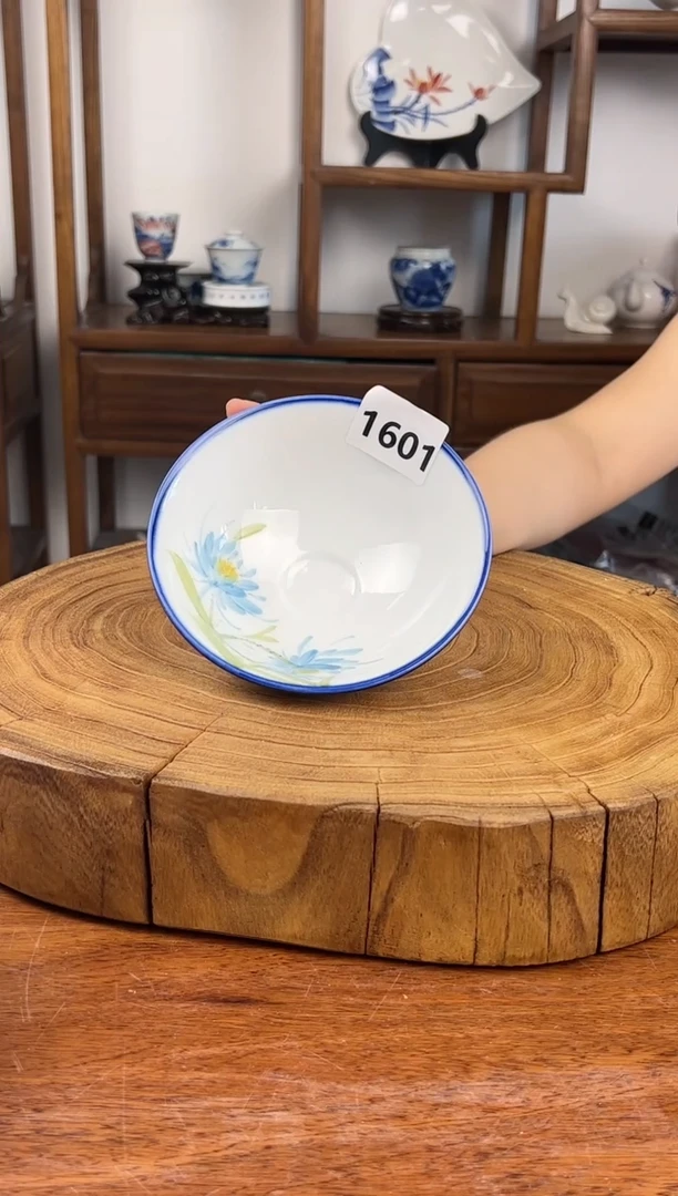 瓷片景德镇高温釉中彩-斗笠碗1607