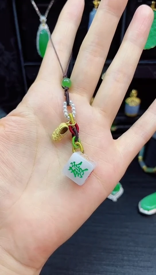 翡翠挂件银S925镶嵌手机链