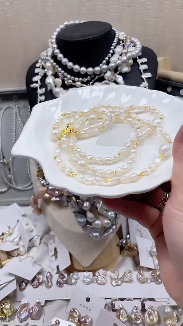 未镶嵌毛衣链淡水珍珠【纯恬饰品】