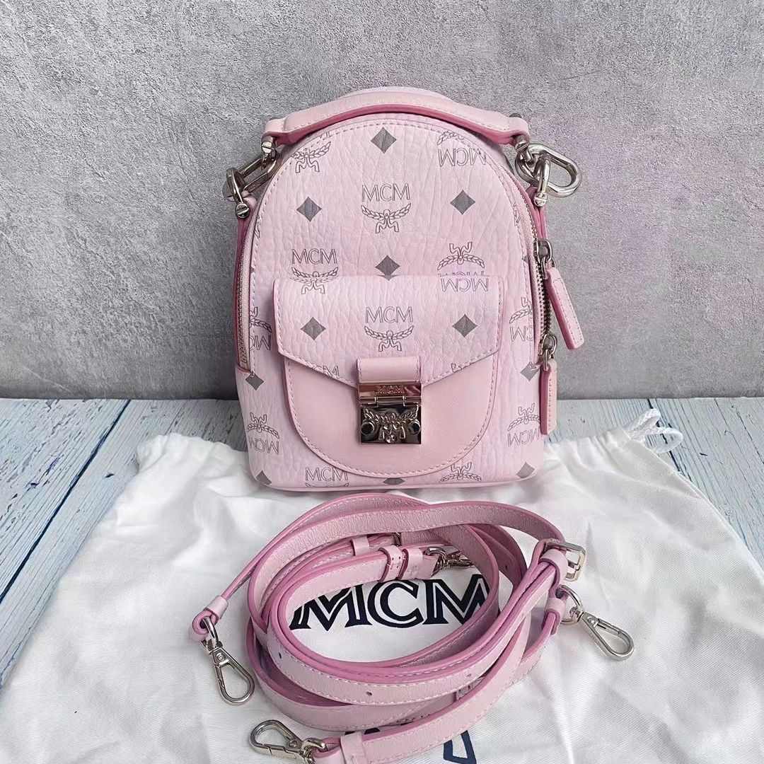 99新 MCM mcm雾霾粉超迷你双肩包97新