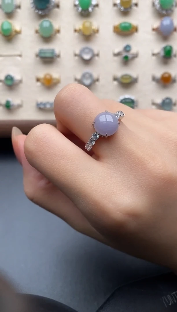 银S925镶嵌戒指翡翠一物一证一礼盒