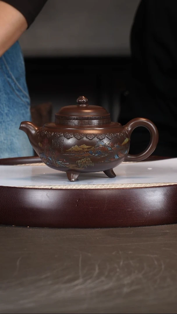 茶壶紫砂江伯泽 云肩如意 案卿窖藏紫泥 500cc