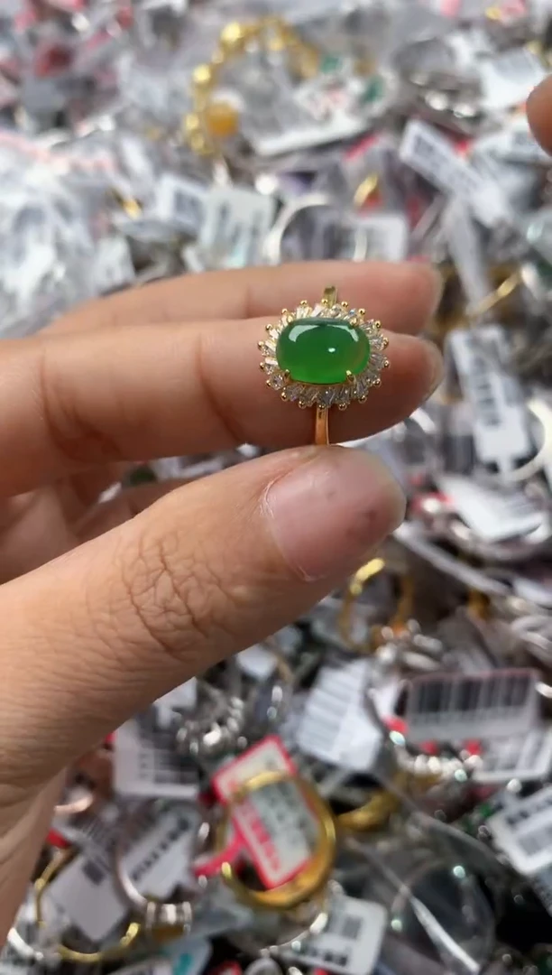 银S925镶嵌戒指翡翠161616---4