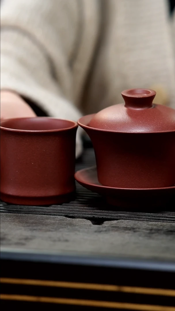 【闪购商品】紫砂茶壶台西底槽清三才盖碗180cc➕竹节杯