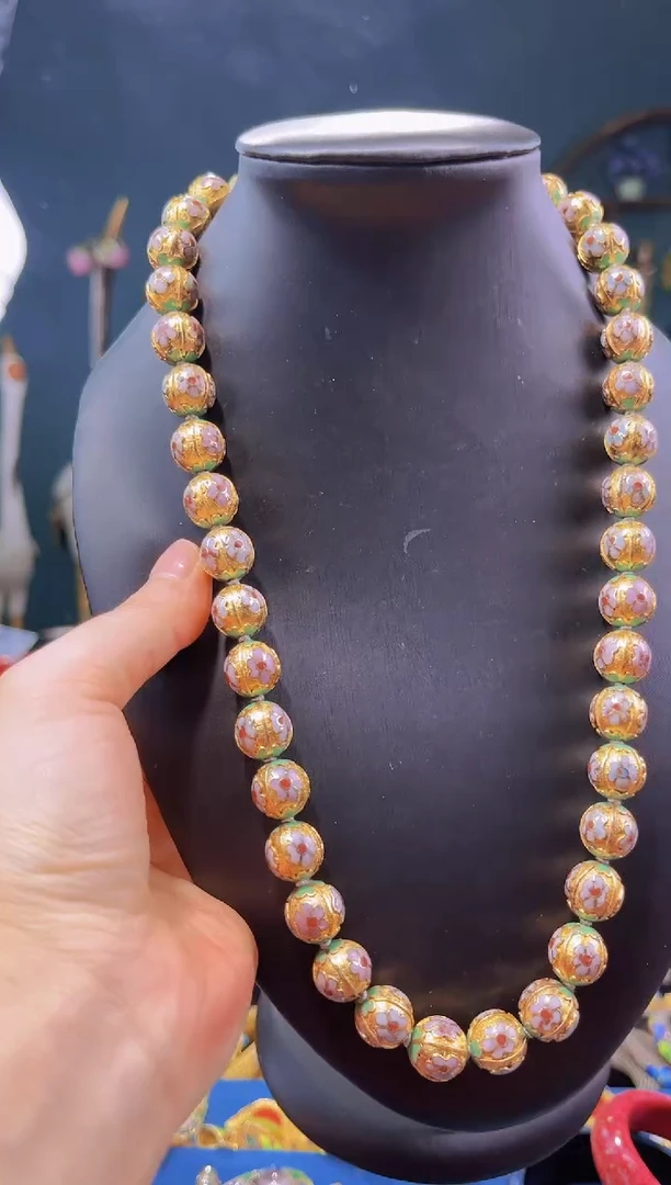 【闪购商品】非遗技艺 景泰蓝金地瓜棱1.2项链