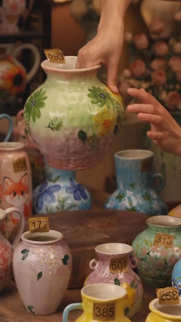 陶瓷593景德镇设计师手作花器摆件侘寂风