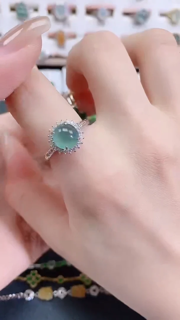 银S925镶嵌戒指翡翠天然翡翠