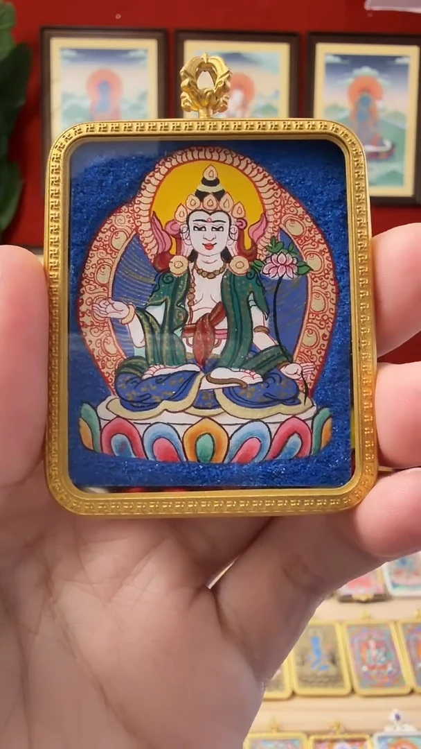 吊坠-热贡纯手绘唐卡吊坠
