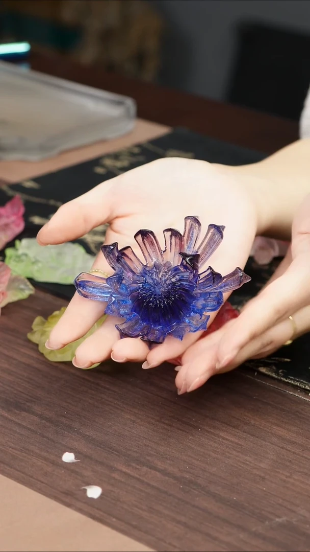 手工艺品琉璃蓝紫色菊花香插