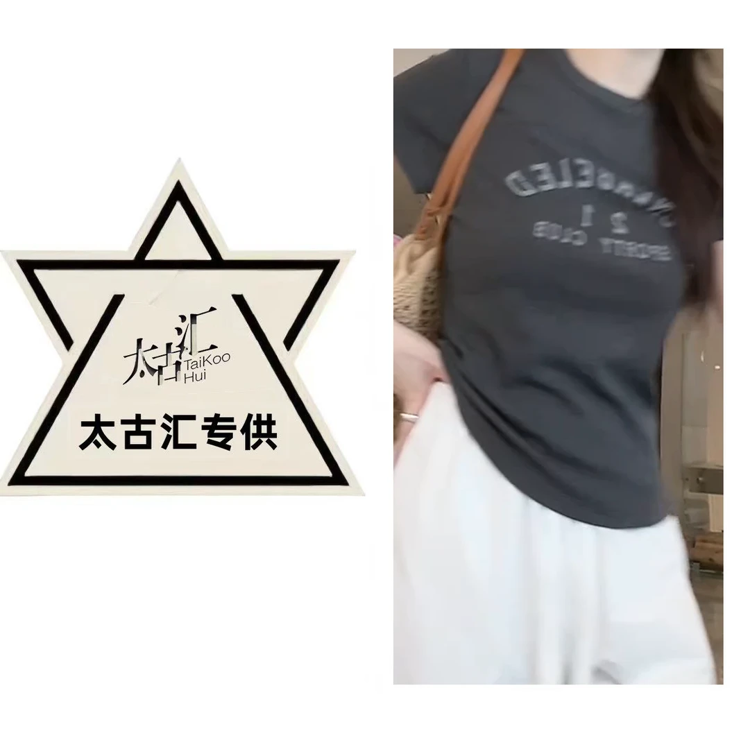 夏季新款做旧复古印花休闲女士T恤C5436