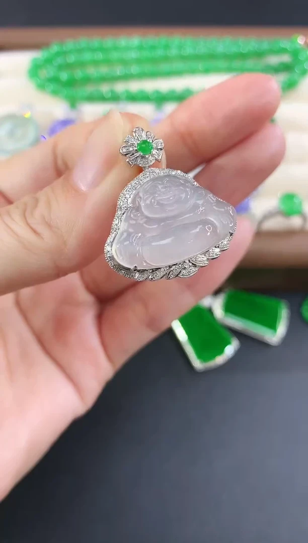 吊坠(不含链)18K金镶嵌翡翠49|5800