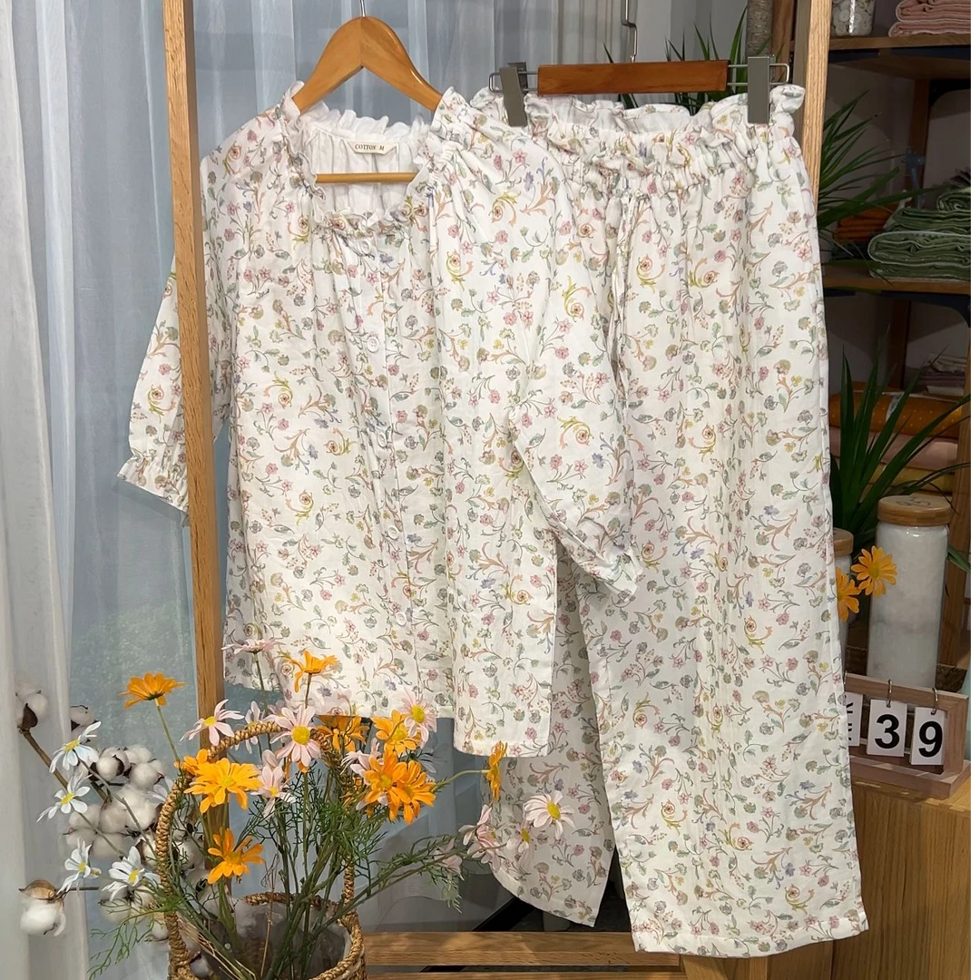 双层纱家居服 | 有斐家居全棉母婴A类家居服花边亲肤居家花语清风