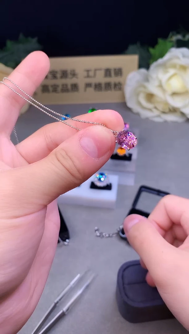 颈饰银S925镶嵌碧玺6666