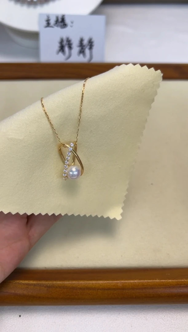 颈饰银S925镶嵌淡水珍珠白珠吊坠